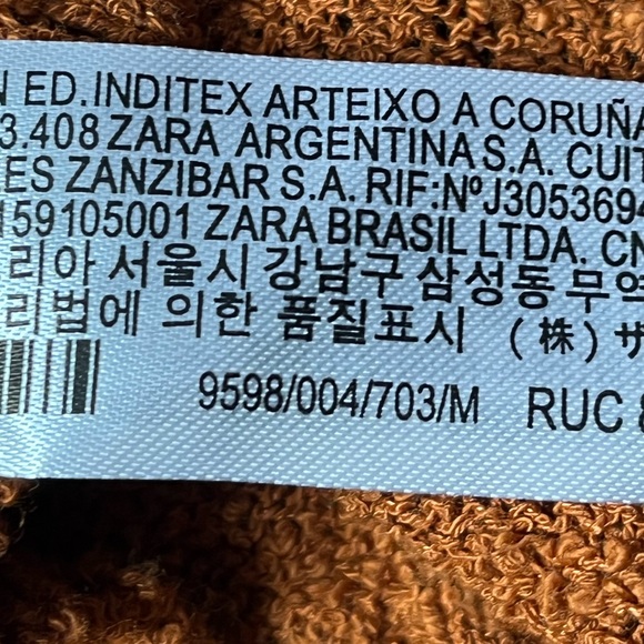 Zara Knit 3/4 Inch Sleeve Crop Top Sweater Brown Size Medium - Picture 5 of 8